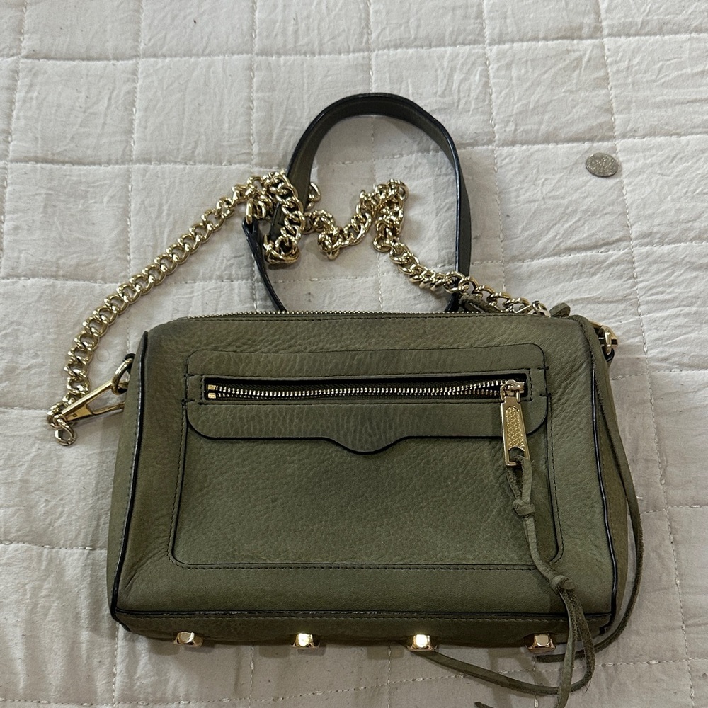 Rebecca Minkoff Olive Green crossbody with Gold Chain